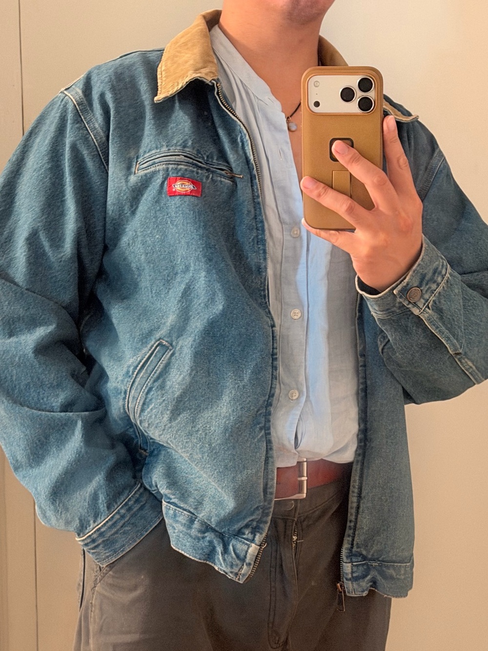 Dickies Blue Denim Jacket with Tan Collar